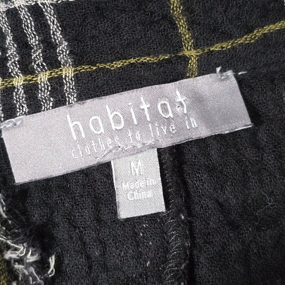 Habitat Womens Button Front Top Size Medium Plaid Long Sleeve Gauzy Lagenlook - Picture 6 of 13